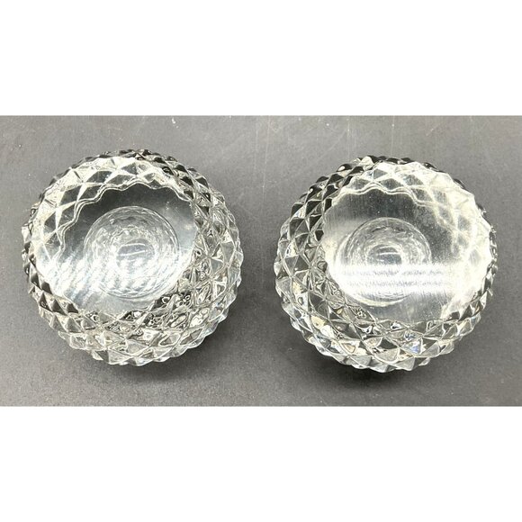 I.W. Rice & Co Crystal Diamond Pattern Candle Holders Set Of 2 - 2.25"H x 2.5"W - Picture 4 of 4